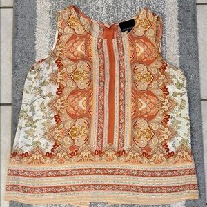 Cynthia Rowley Orange and Cream Patterned Blouse